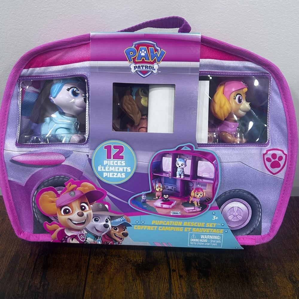 Paw Patrol Pupcation Rescue Set Fold & Play Camper 12 Piece Playset Skye Everest